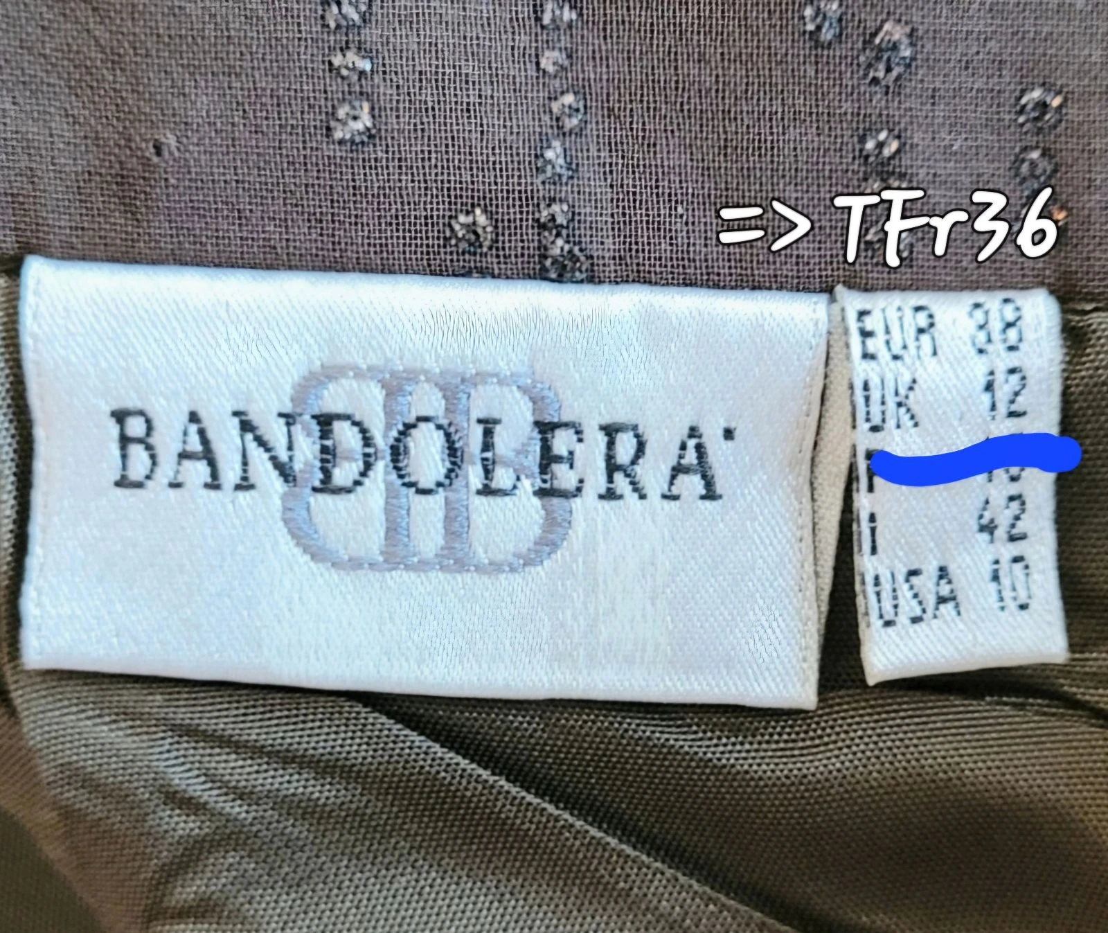 Bandolera Jupe TFr36/TS -Longa&Dobras -Voile Kaki com Brilhos em Ótimo Estado – photo 6